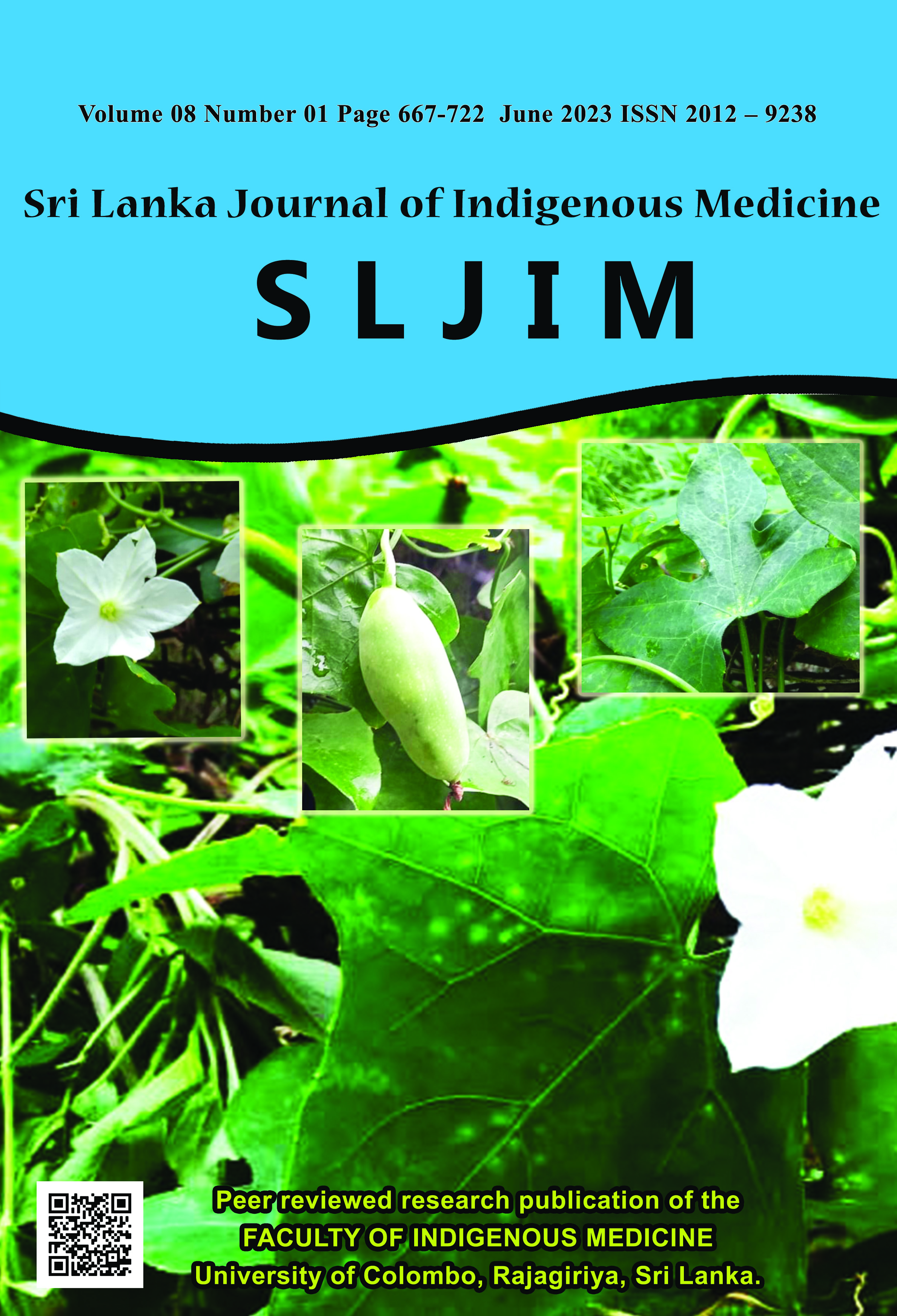 					View Vol. 8 No. 01 (2023): June-Sri Lanka Journal of Indigenous Medicine (SLJIM)
				